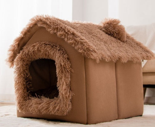 HKM-2212029 Foldable Self-Warming Pet Bed with Durable Bottom - Enclosed Cozy Shelter for Dogs and Cats