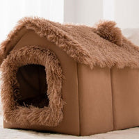 HKM-2212029 Foldable Self-Warming Pet Bed with Durable Bottom - Enclosed Cozy Shelter for Dogs and Cats