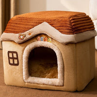 HKM-2212029 Foldable Self-Warming Pet Bed with Durable Bottom - Enclosed Cozy Shelter for Dogs and Cats