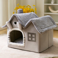 HKM-2212029 Foldable Self-Warming Pet Bed with Durable Bottom - Enclosed Cozy Shelter for Dogs and Cats