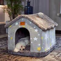 HKM-2212029 Foldable Self-Warming Pet Bed with Durable Bottom - Enclosed Cozy Shelter for Dogs and Cats