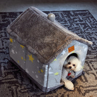 HKM-2212029 Foldable Self-Warming Pet Bed with Durable Bottom - Enclosed Cozy Shelter for Dogs and Cats