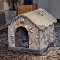 HKM-2212029 Foldable Self-Warming Pet Bed with Durable Bottom - Enclosed Cozy Shelter for Dogs and Cats