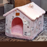 HKM-2212029 Foldable Self-Warming Pet Bed with Durable Bottom - Enclosed Cozy Shelter for Dogs and Cats