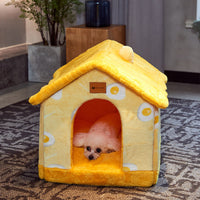 HKM-2212029 Foldable Self-Warming Pet Bed with Durable Bottom - Enclosed Cozy Shelter for Dogs and Cats