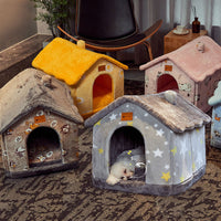 HKM-2212029 Foldable Self-Warming Pet Bed with Durable Bottom - Enclosed Cozy Shelter for Dogs and Cats