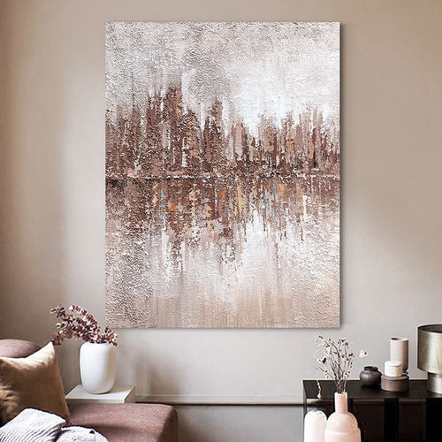 HKM-221203 Hand-Painted Abstract Oil Painting on Canvas - Minimalist Texture Wall Art for Living Room and Bedroom Decor