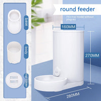 HKM-2212157 Automatic Pet Water Fountain and Feeder for Cats - Meifu Round Design, Food Grade PP, Pure White, 28x16x27cm