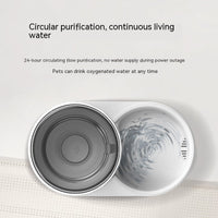HKM-2212157 Automatic Pet Water Fountain and Feeder for Cats - Meifu Round Design, Food Grade PP, Pure White, 28x16x27cm