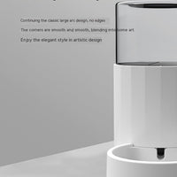 HKM-2212157 Automatic Pet Water Fountain and Feeder for Cats - Meifu Round Design, Food Grade PP, Pure White, 28x16x27cm