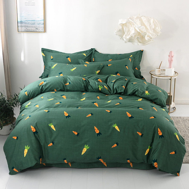 HKM-221267 Pure Cotton Four-Piece Bed Set with Quilt Cover, Pillowcase, and Sheet in Urban Stripe Design