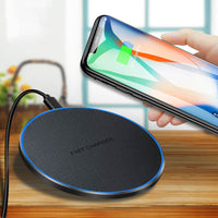 HKM-221331 15W Fast Wireless Charger, Aluminum Alloy and Leather Texture, Qi Standard, Type-C Input, Efficient Charging