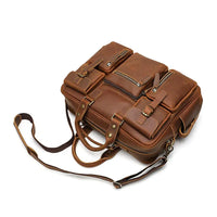 HKM-221331 Genuine Leather Multi-Pocket Crossbody Briefcase for Business Travel – Large Capacity and Durable Design