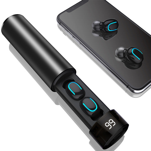 HKM-221331 Wireless Bluetooth Headset for Sports and Running - TWS Double Ear Design, 4 Hours Playtime, Charging Case Included
