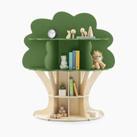 HKM-221395 Wooden Tree Bookshelf for Kids - Corner Ladder Display Stand for Books and Toys