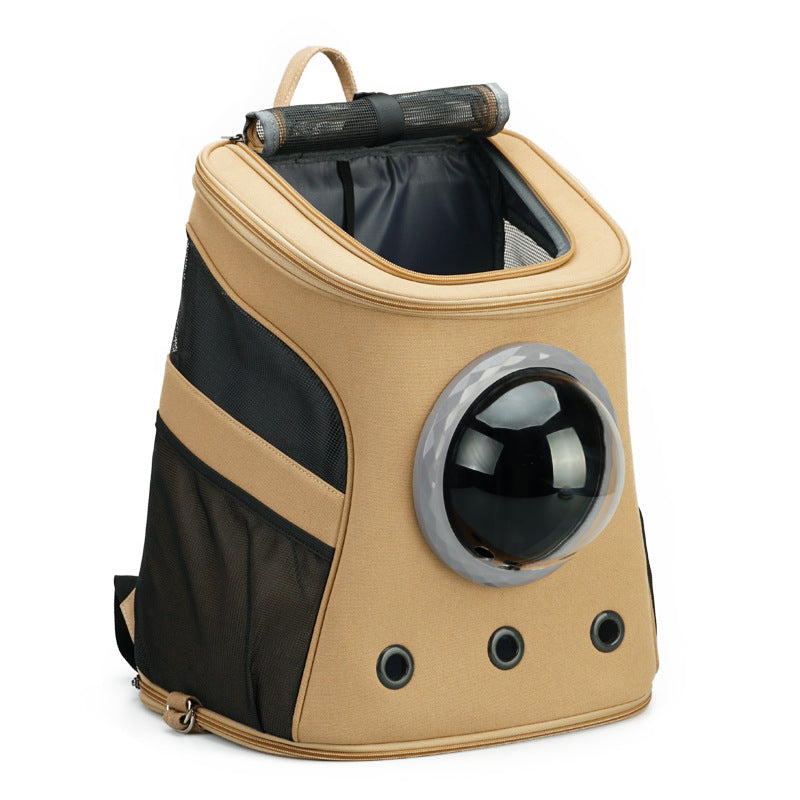 HKM-2214205 Portable Backpack Carrier for Medium-Sized Dogs - Genuine Leather, 38 x 29 x 45 cm