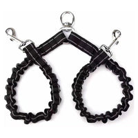 HKM-221459 Adjustable Double-Ended Traction Rope for Pet Walking - Black Nylon Design