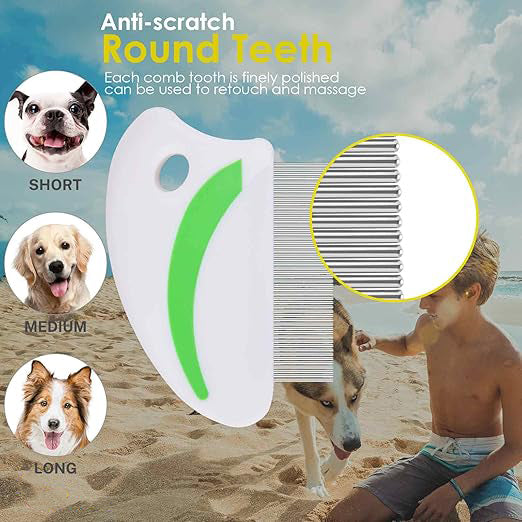 HKM-2215229 Ultimate Pet Grooming Comb Set for Dogs and Cats - Includes Flea and Lice Comb, Tear Stain Remover, and Dematting Tool