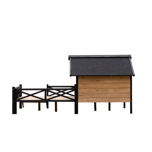 HKM-2215613 Outdoor Large Cabin Style Wooden Kennel with Porch for Dogs