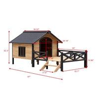 HKM-2215613 Outdoor Large Cabin Style Wooden Kennel with Porch for Dogs