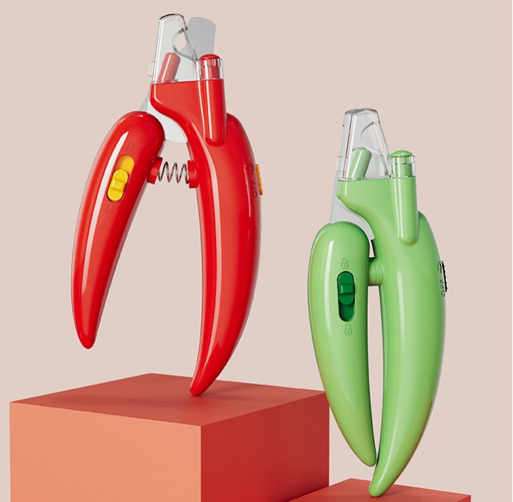 HKM-2215741 LED Pet Nail Clippers for Cats and Dogs - Durable Metal with Safety Light - Green, Red, Yellow