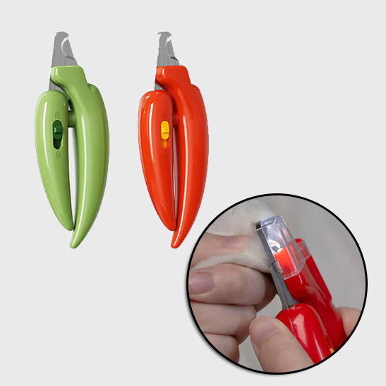 HKM-2215741 LED Pet Nail Clippers for Cats and Dogs - Durable Metal with Safety Light - Green, Red, Yellow