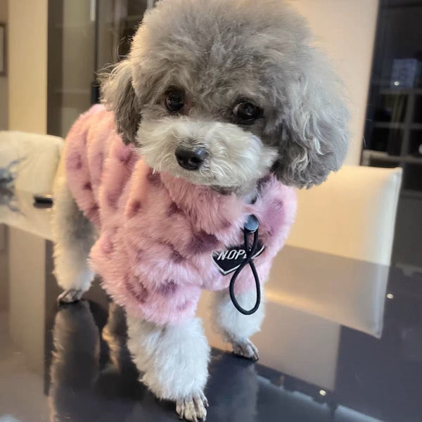 HKM-2216381 Thermal Fleece Sweater for Puppies in Pink Leopard Print