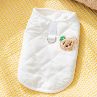 HKM-2216509 Quilted Dog Vest with Bear Patch - Cozy Warm Padded Gilet for Small Dogs