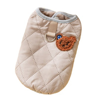 HKM-2216509 Quilted Dog Vest with Bear Patch - Cozy Warm Padded Gilet for Small Dogs