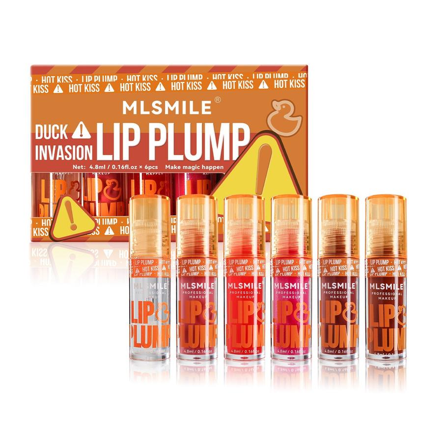 HKM-221651 Lip Plumping Glaze Set with 6 Hydrating Lip Oils and Duckbill Applicators for Instant Volume and Shine