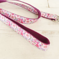 HKM-2217533 Purple Floral Dog Leash Made with Soft Cloth and Ribbon