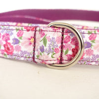HKM-2217533 Purple Floral Dog Leash Made with Soft Cloth and Ribbon