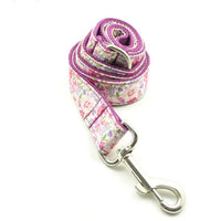 HKM-2217533 Purple Floral Dog Leash Made with Soft Cloth and Ribbon