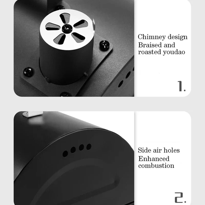 HKM-221779 Portable Smokeless Charcoal Barbecue Grill - Black and Green, Easy to Assemble, Ideal for Outdoor Camping, 4-5 People