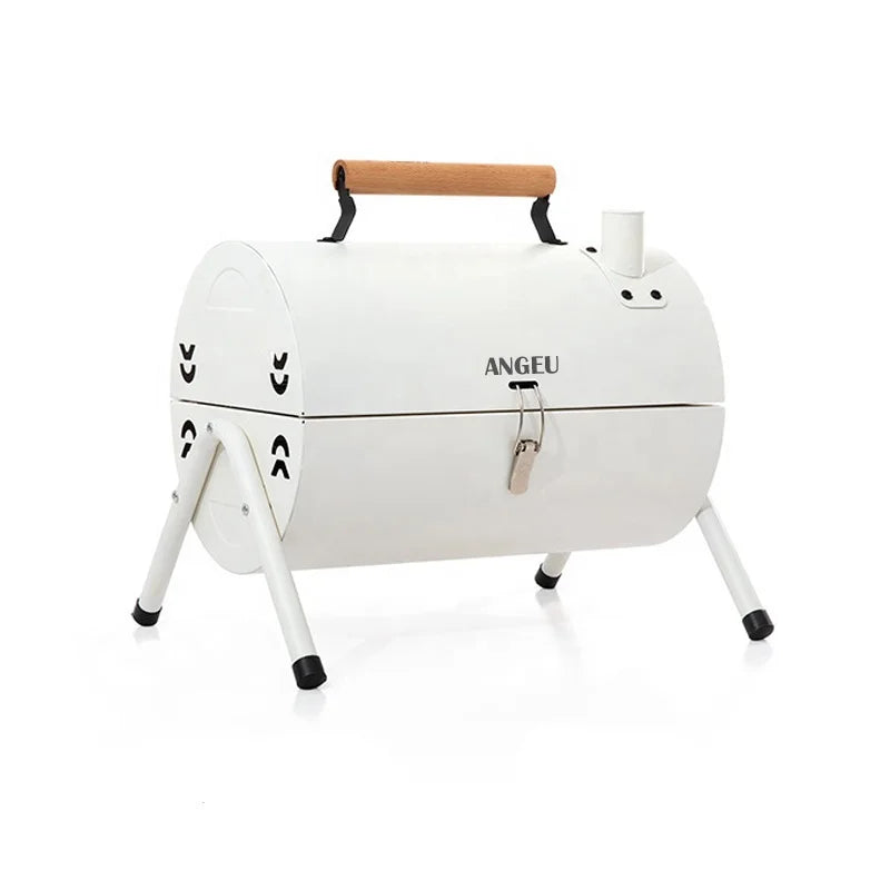 HKM-221779 Portable Smokeless Charcoal Barbecue Grill - Black and Green, Easy to Assemble, Ideal for Outdoor Camping, 4-5 People