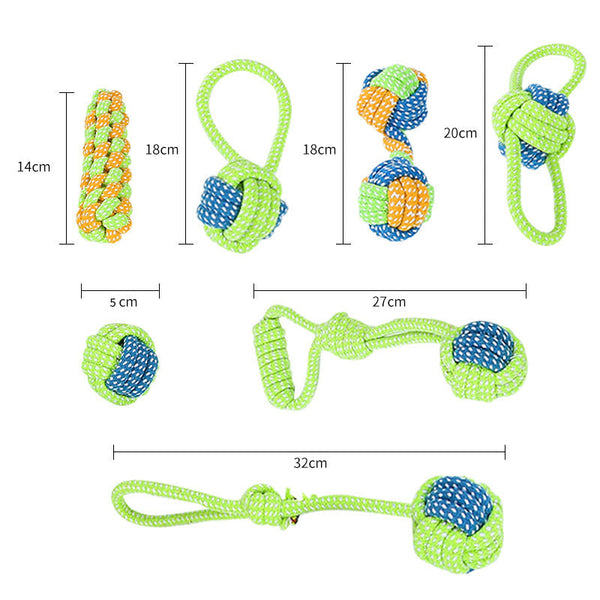 HKM-2218557 Cotton Rope Pet Toy Set for Dogs and Cats - Bite-Resistant Molar Cleaning Toys
