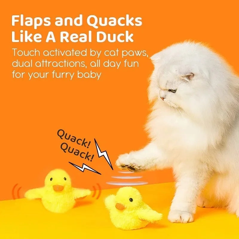 HKM-2219197 Interactive Electric Flapping Duck Cat Toy with Rechargeable Vibrating Sound, Washable Plush, and Catnip for Engaging Playtime
