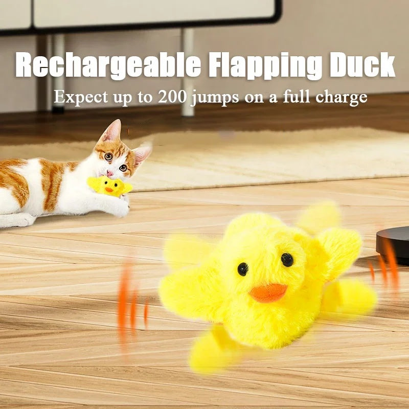 HKM-2219197 Interactive Electric Flapping Duck Cat Toy with Rechargeable Vibrating Sound, Washable Plush, and Catnip for Engaging Playtime