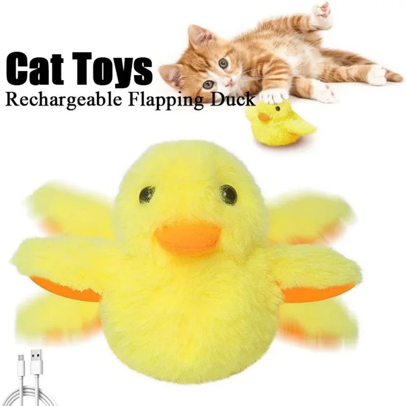 HKM-2219197 Interactive Electric Flapping Duck Cat Toy with Rechargeable Vibrating Sound, Washable Plush, and Catnip for Engaging Playtime