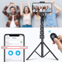 HKM-221971 Adjustable Tripod Selfie Stick for iPhone - Aluminum Alloy, 5 Sections, 45cm Shrink Height