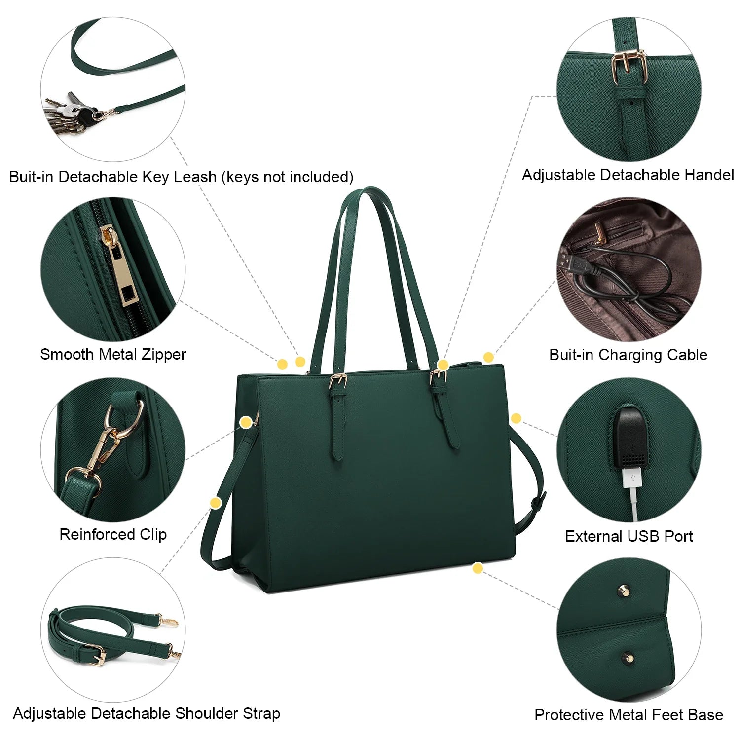 HKM-221971 Crocodile Pattern Laptop Tote Bag Set – Large Capacity Office Shoulder Handbags for Women (15.6 inches)