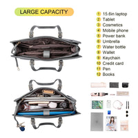 HKM-221971 Crocodile Pattern Laptop Tote Bag Set – Large Capacity Office Shoulder Handbags for Women (15.6 inches)