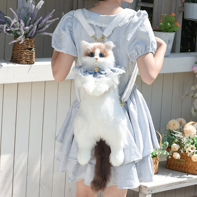 HKM-2219965 Charming Plush Ragdoll Cat Doll with Multifunctional Design in Soft Colors