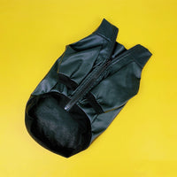 HKM-2220093 Pet Dog Zippered Black PU Leather Jacket - Stylish & Simple Design, Multiple Sizes Available