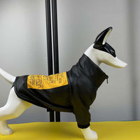 HKM-2220093 Pet Dog Zippered Black PU Leather Jacket - Stylish & Simple Design, Multiple Sizes Available