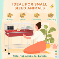 HKM-2221373 Two-Story Small Animal Habitat with Removable Stand, Wheels, and Shelf - Ideal for Guinea Pigs, Chinchillas, Ferrets, and More, 33" x 18.5" x 35"