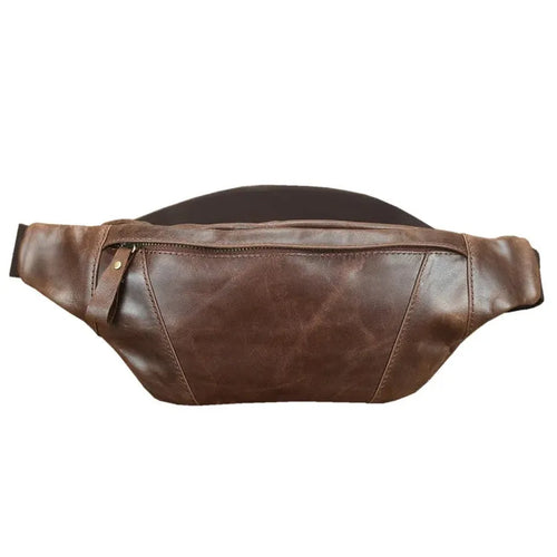 HKM-222291 Genuine Leather Crossbody Chest Bag for Outdoor Sports - Retro Design, Waterproof, Multi-Colour Options