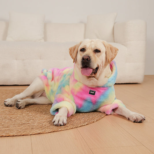 HKM-2223293 Multicolor Tie-Dye Rabbit Fur Dog Sweater in Sizes XL to 10XL