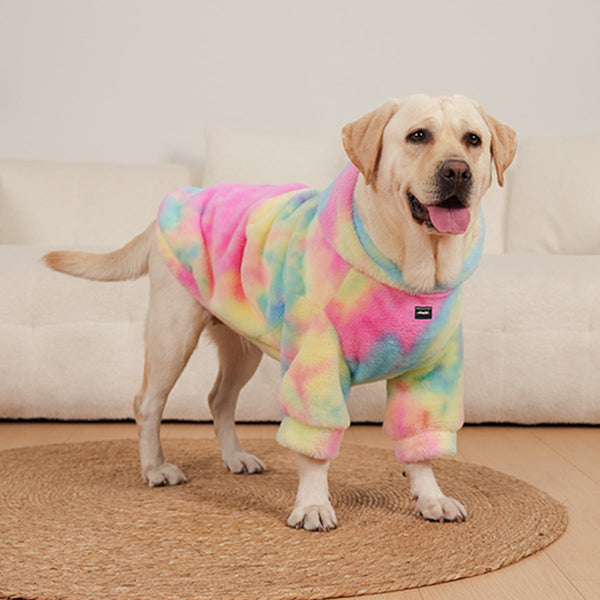 HKM-2223293 Multicolor Tie-Dye Rabbit Fur Dog Sweater in Sizes XL to 10XL