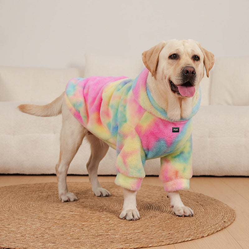 HKM-2223293 Multicolor Tie-Dye Rabbit Fur Dog Sweater in Sizes XL to 10XL